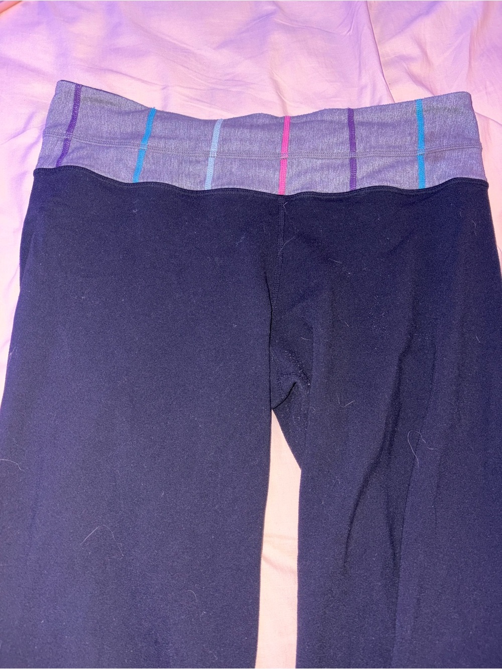 lululemon athletica Black Boot-Cut Pants with Patterned Waistband